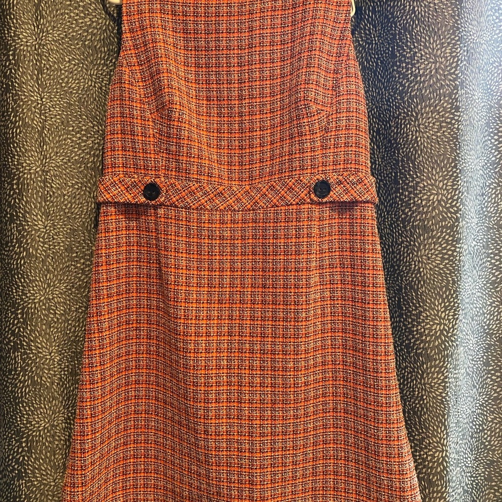 Elegant Orange Plaid Dress